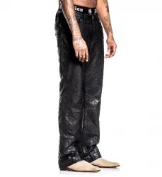 Брюки кожа Affliction BLAKE QUILTED CROSS