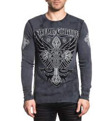Пуловер муж. Xtreme Couture ARMS THERMAL - CHARCOAL LAVA WASH